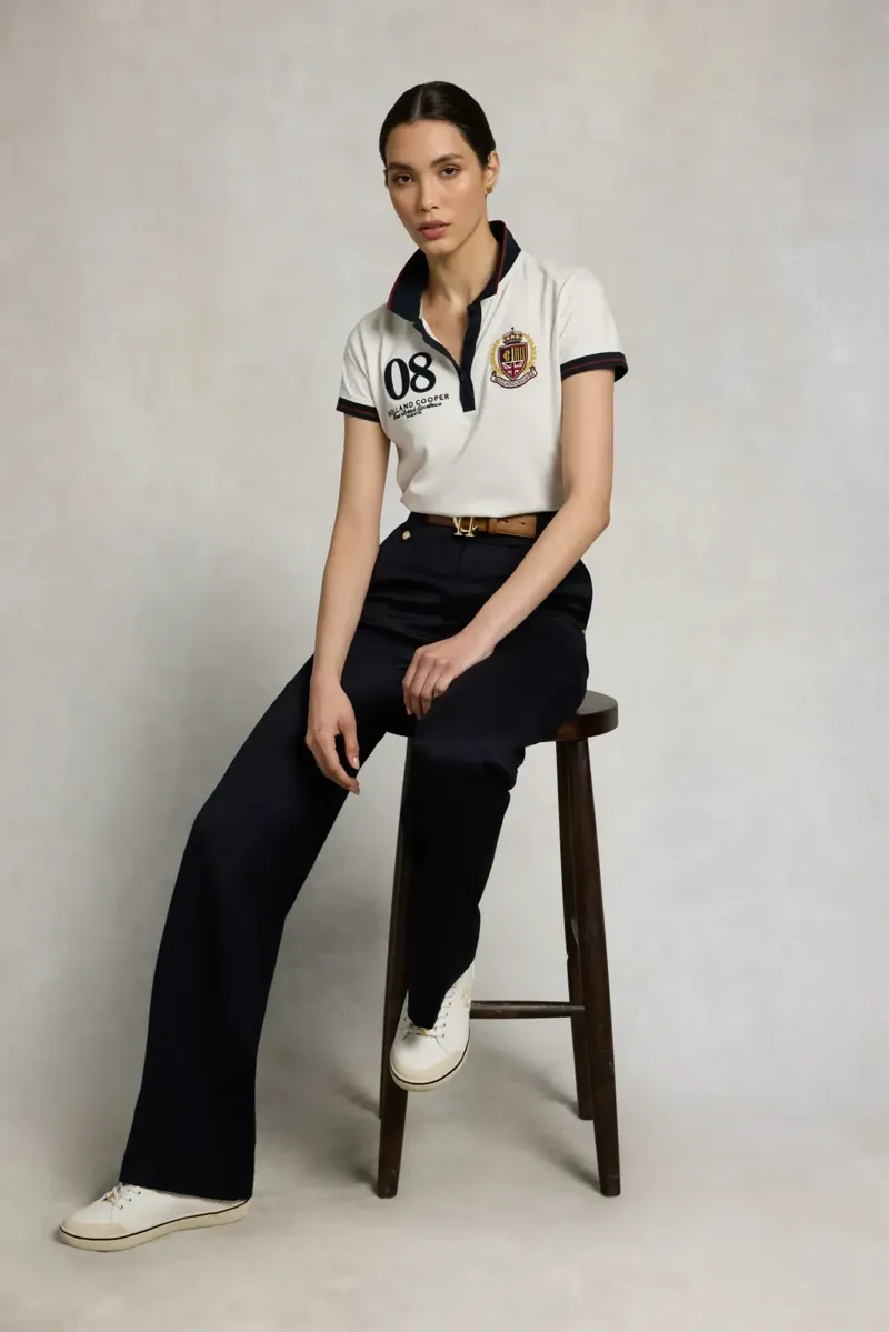 Holland Cooper Heritage Short Sleeve Polo Shirt in White-4