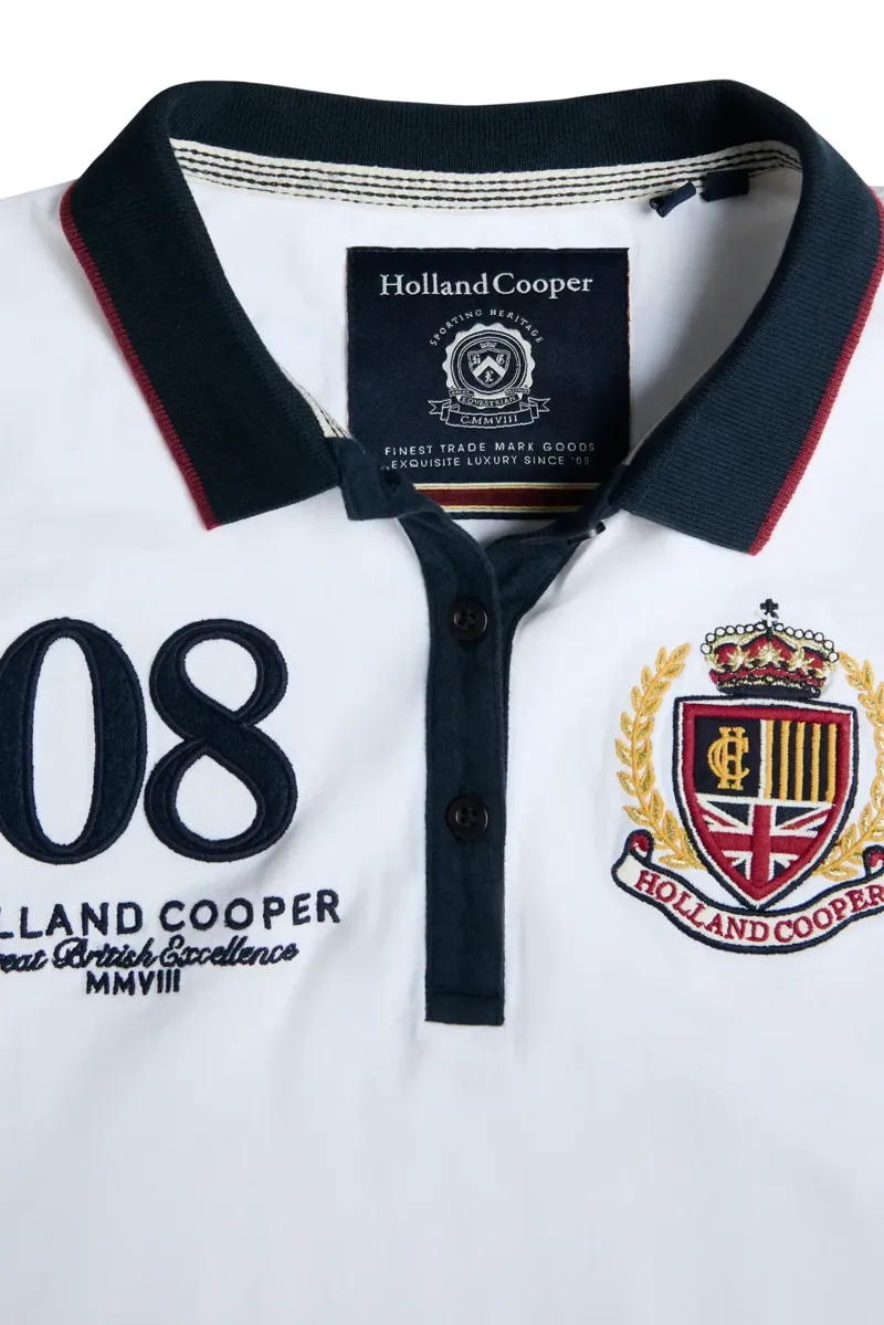 Holland Cooper Heritage Short Sleeve Polo Shirt in White-5