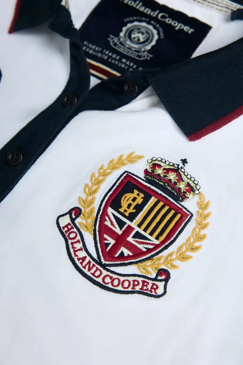 Holland Cooper Heritage Short Sleeve Polo Shirt in White-6