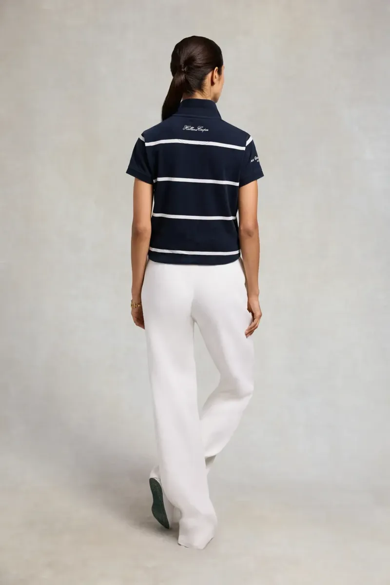 Holland Cooper Heritage Short Sleeve Stripe Polo Shirt in Ink Navy-3