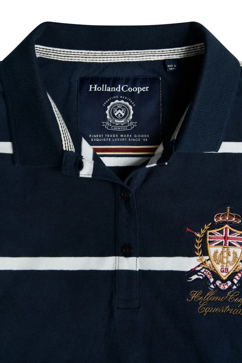 Holland Cooper Heritage Short Sleeve Stripe Polo Shirt in Ink Navy-4