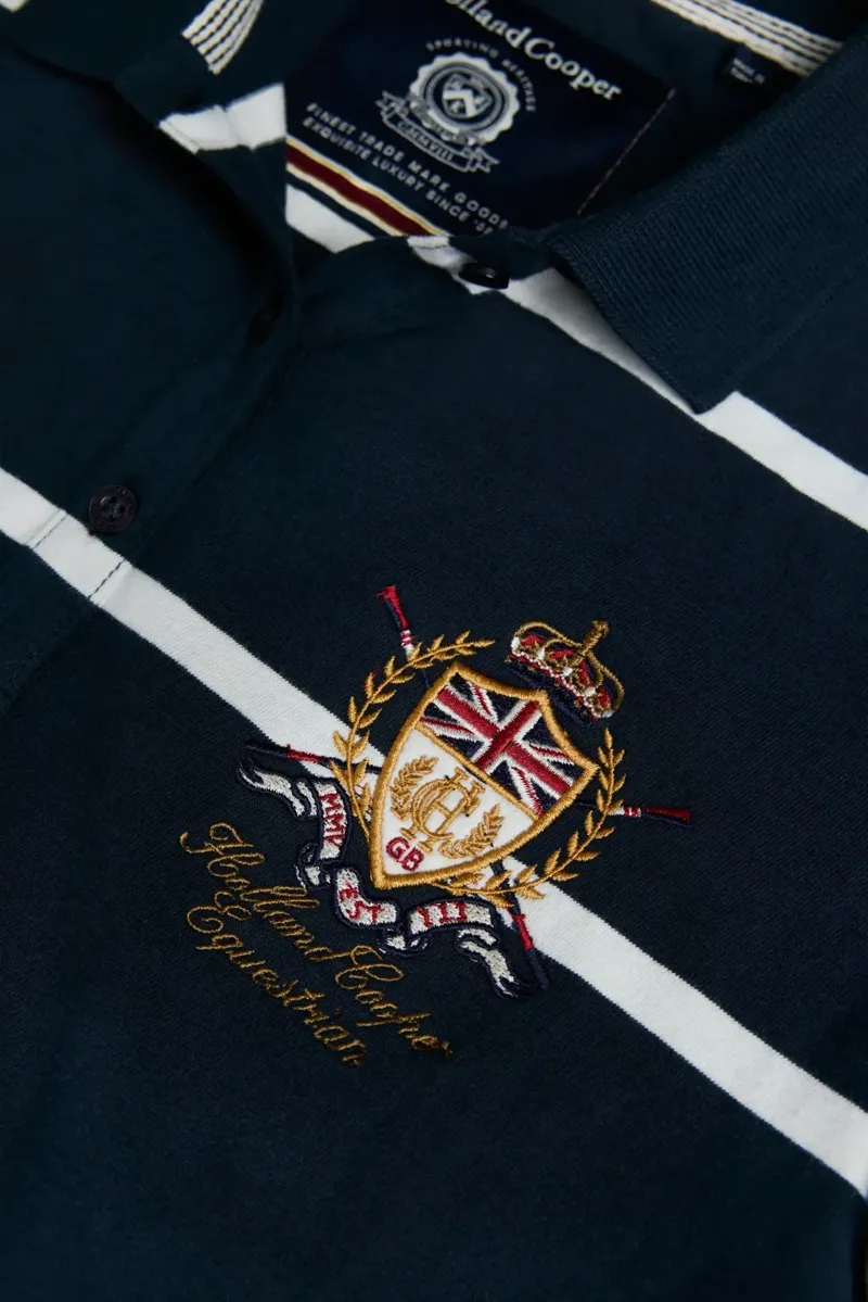 Holland Cooper Heritage Short Sleeve Stripe Polo Shirt in Ink Navy-5