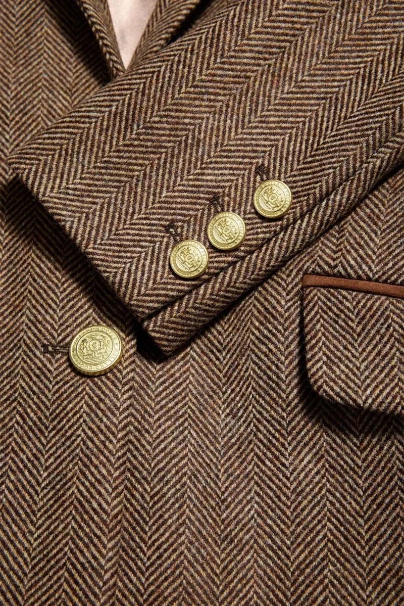 Holland Cooper Highgrove Coat Large Scale Brown Herringbone-6
