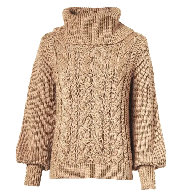 Holland Cooper Corded Roll Neck Knit Camel