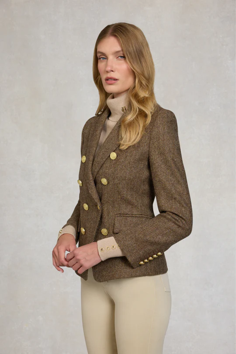 Holland Cooper Knightsbridge Blazer Large Scale Herringbone in Brown-5