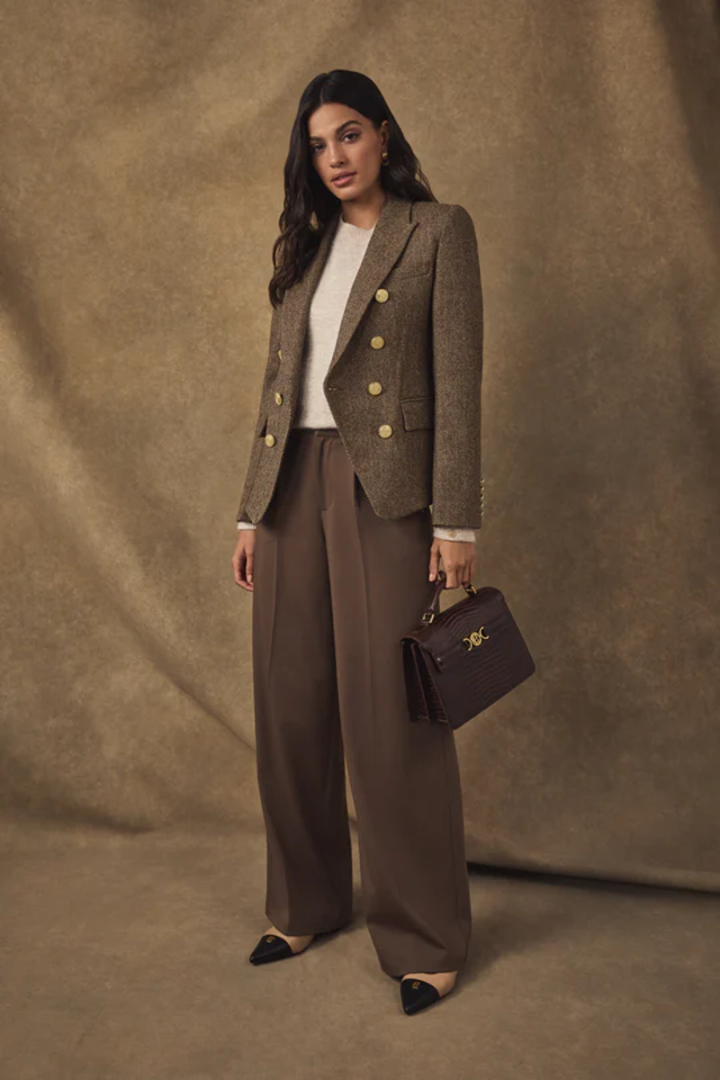 Holland Cooper Knightsbridge Blazer Large Scale Herringbone in Brown-6