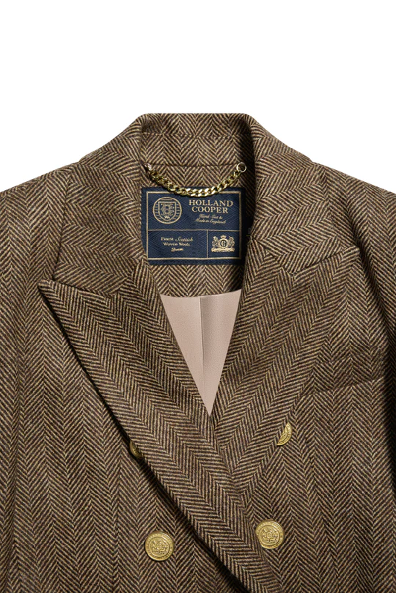 Holland Cooper Knightsbridge Blazer Large Scale Herringbone in Brown-8