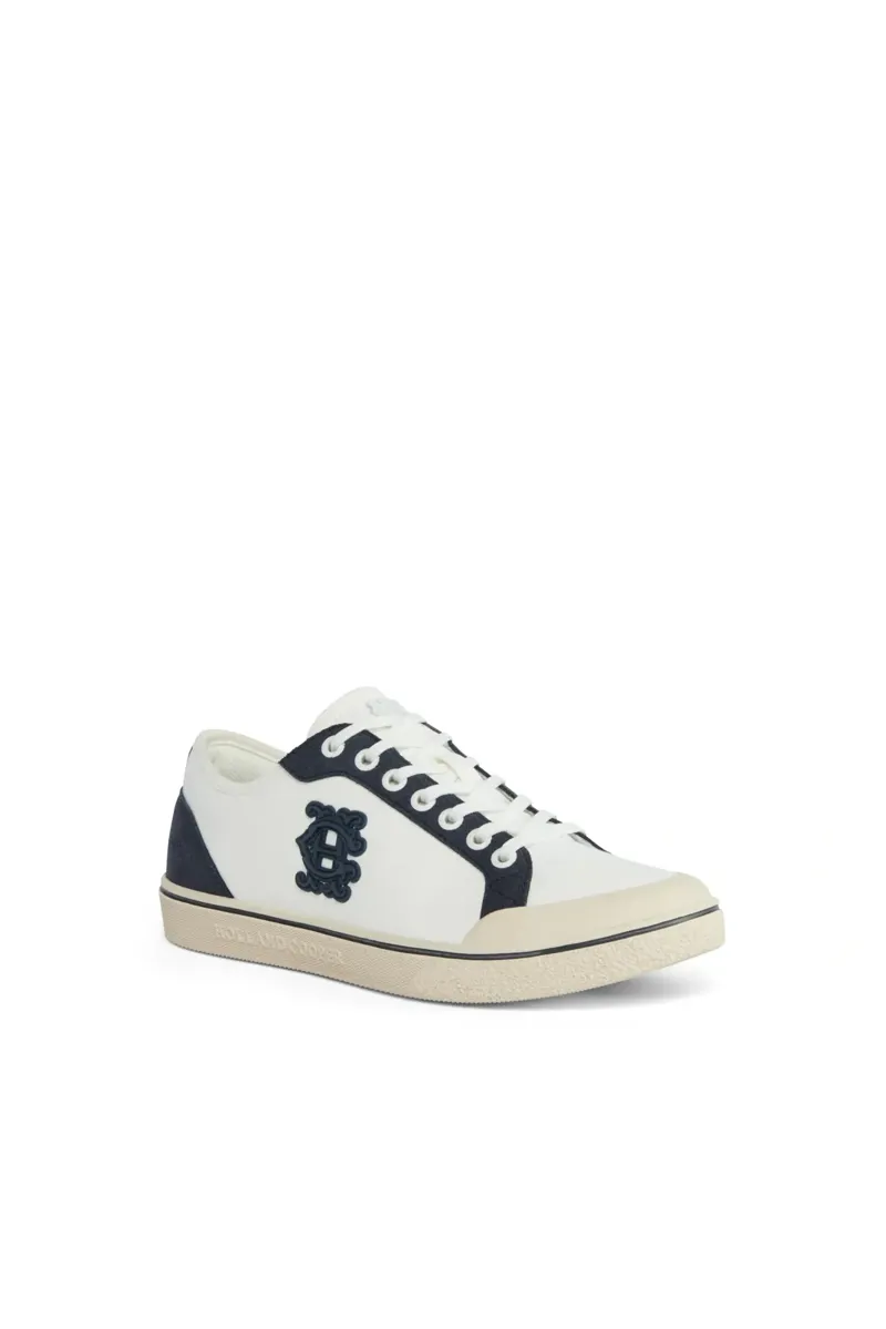 Holland Cooper Mayfair Court Trainer in Off White Navy-1