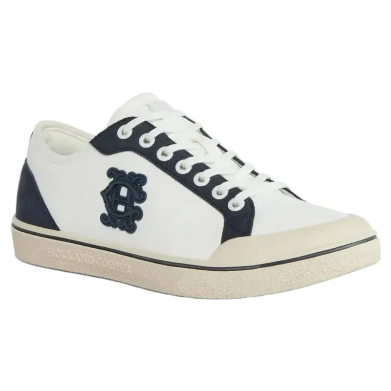 Holland Cooper Mayfair Court Trainers in Off White Navy-2