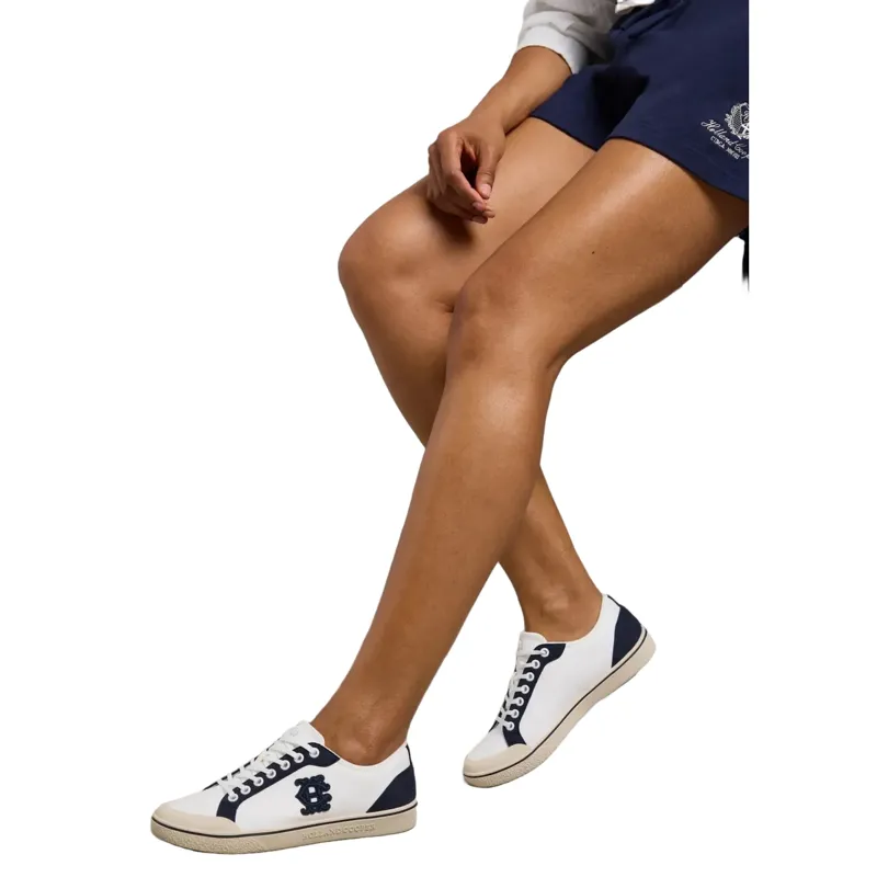Holland Cooper Mayfair Court Trainers in Off White Navy-6