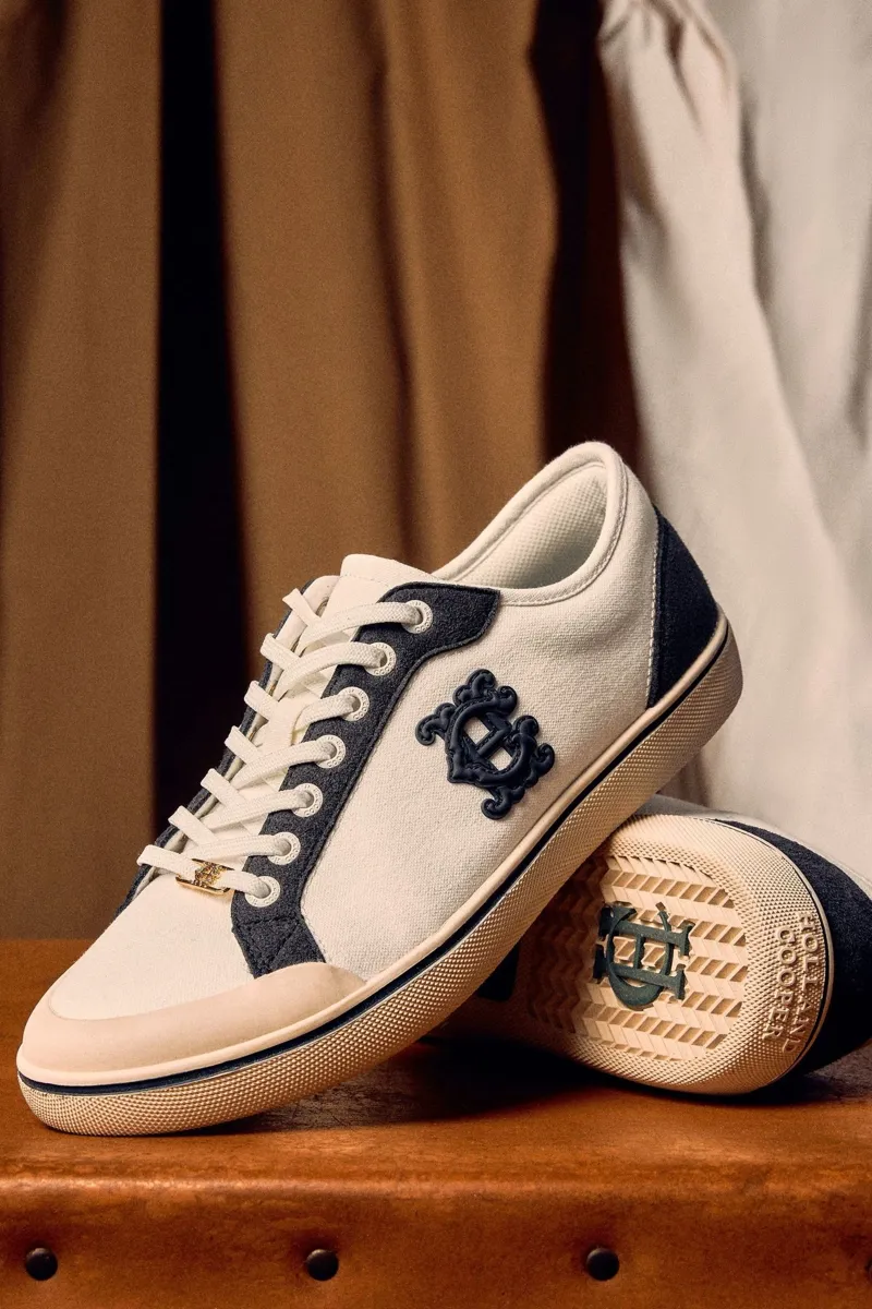 Holland Cooper Mayfair Court Trainer in Off White Navy-7