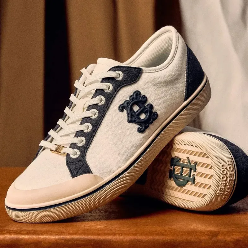 Holland Cooper Mayfair Court Trainers in Off White Navy-7