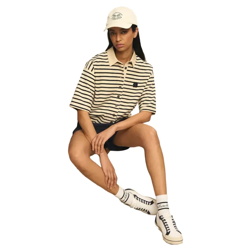 Holland Cooper Mayfair Court Trainers in Off White Navy-8