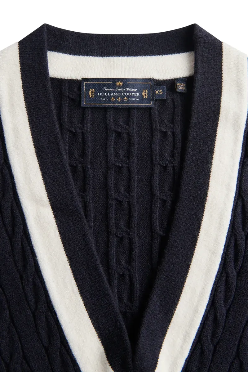 Holland Cooper Melissa V Neck Knit in Ink Navy Natural-7