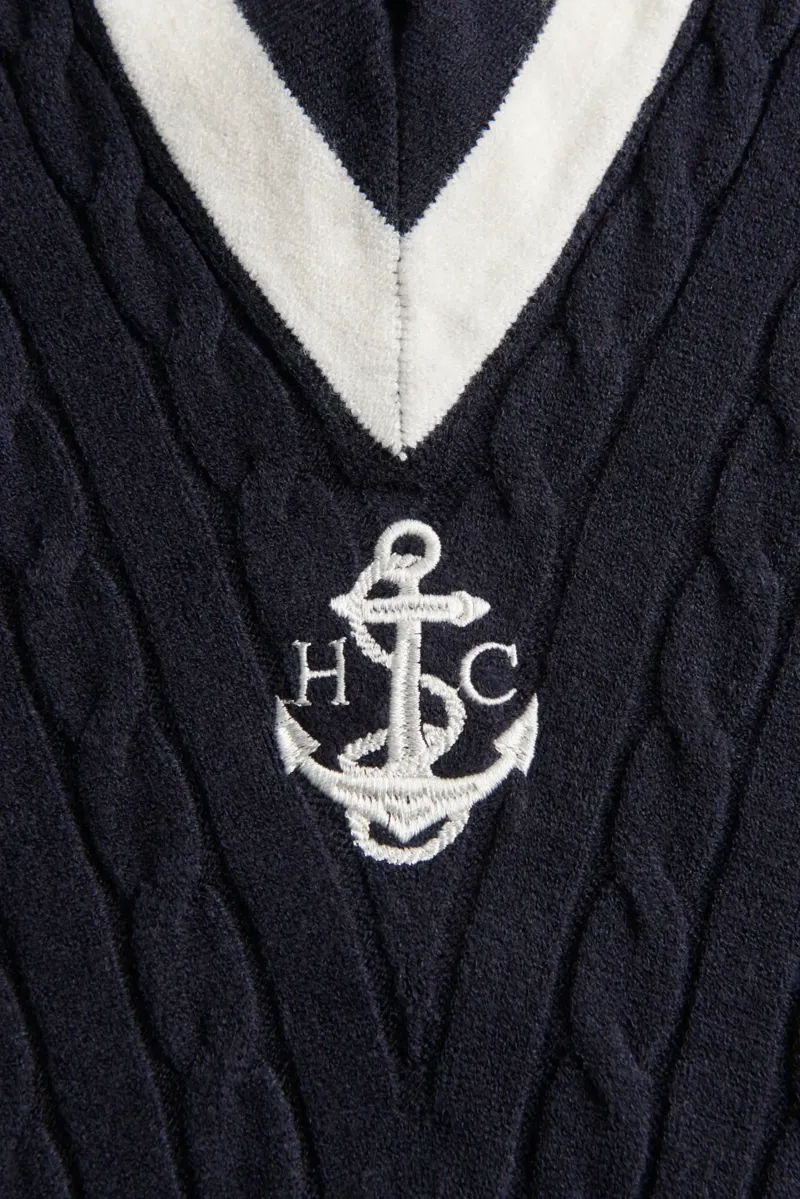 Holland Cooper Melissa V Neck Knit in Ink Navy Natural-8