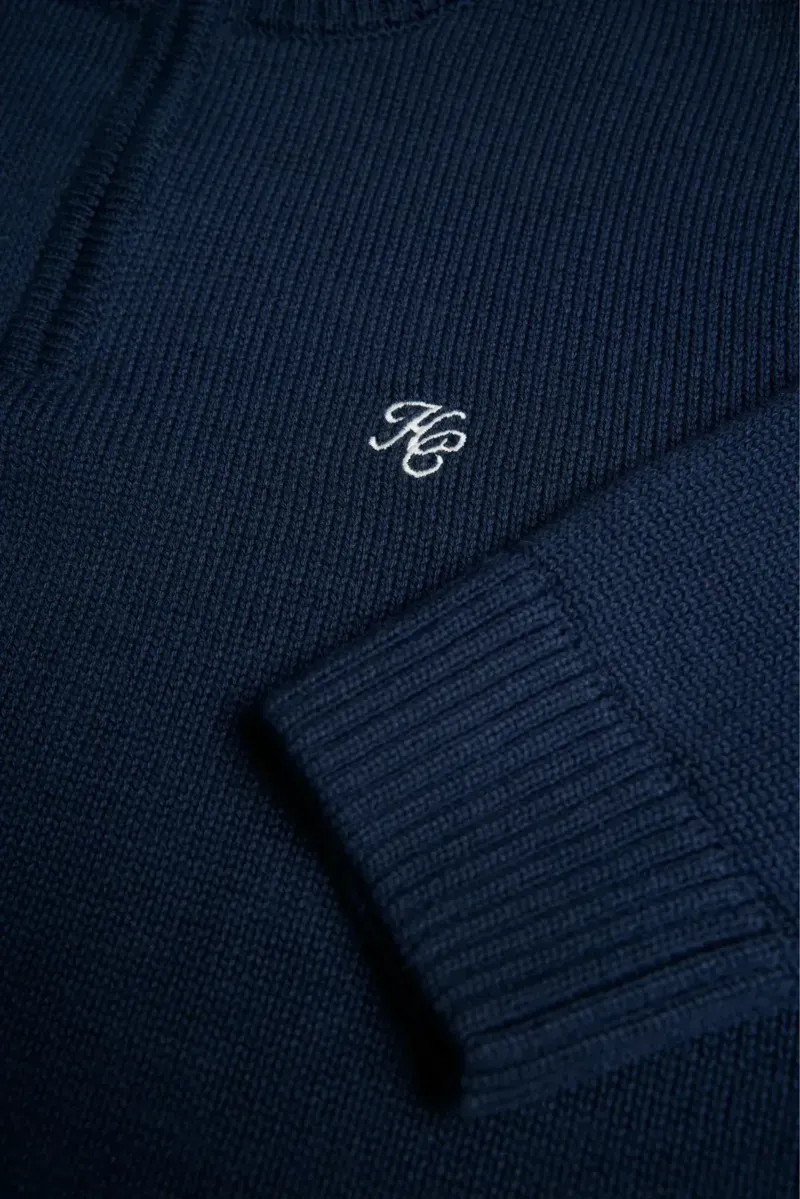 Holland Cooper Men's Quarter Zip Knit in Ink Navy-2
