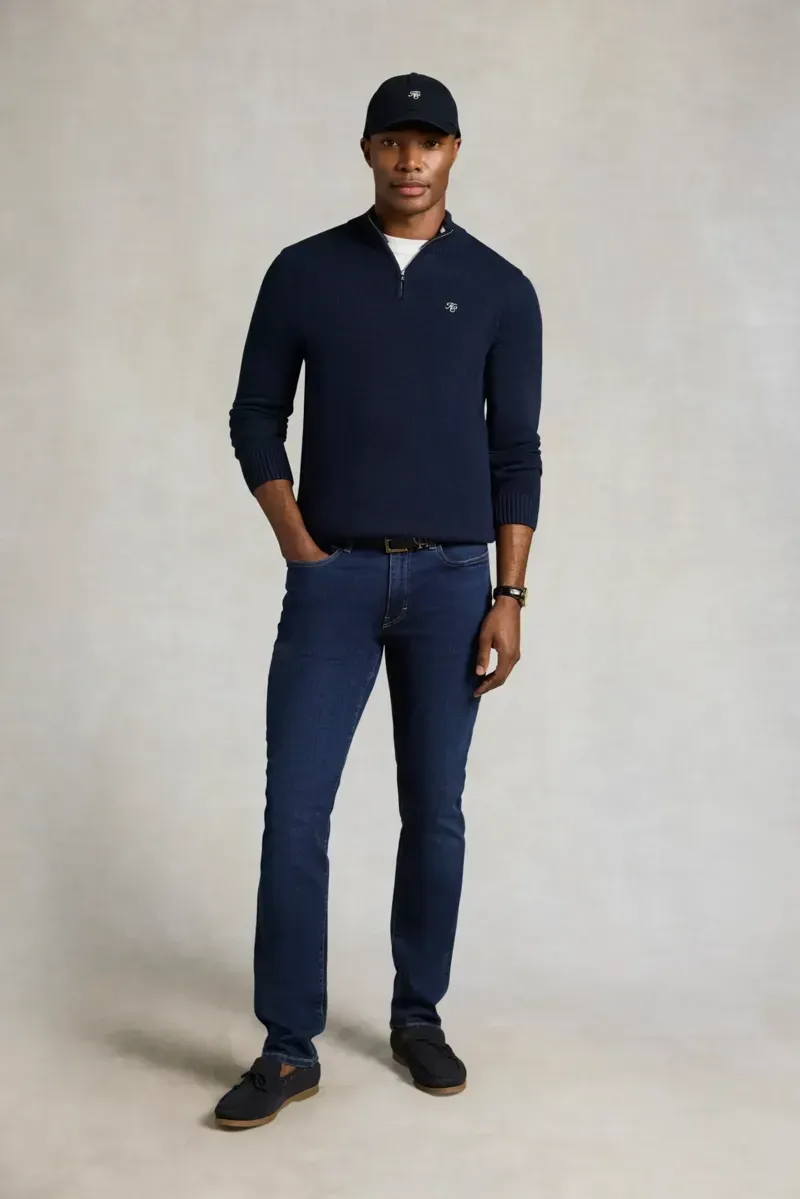 Holland Cooper Men's Quarter Zip Knit in Ink Navy-6