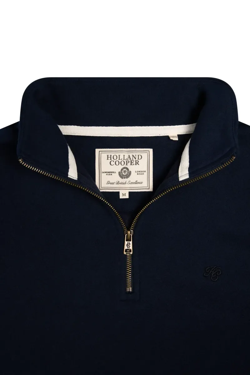 Holland Cooper Men's Quarter Zip Sweat in Ink Navy-4