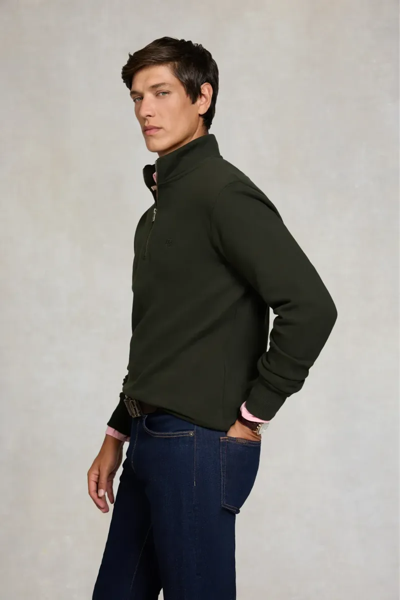 Holland Cooper Men's Quarter Zip Sweat in Racing Green-2