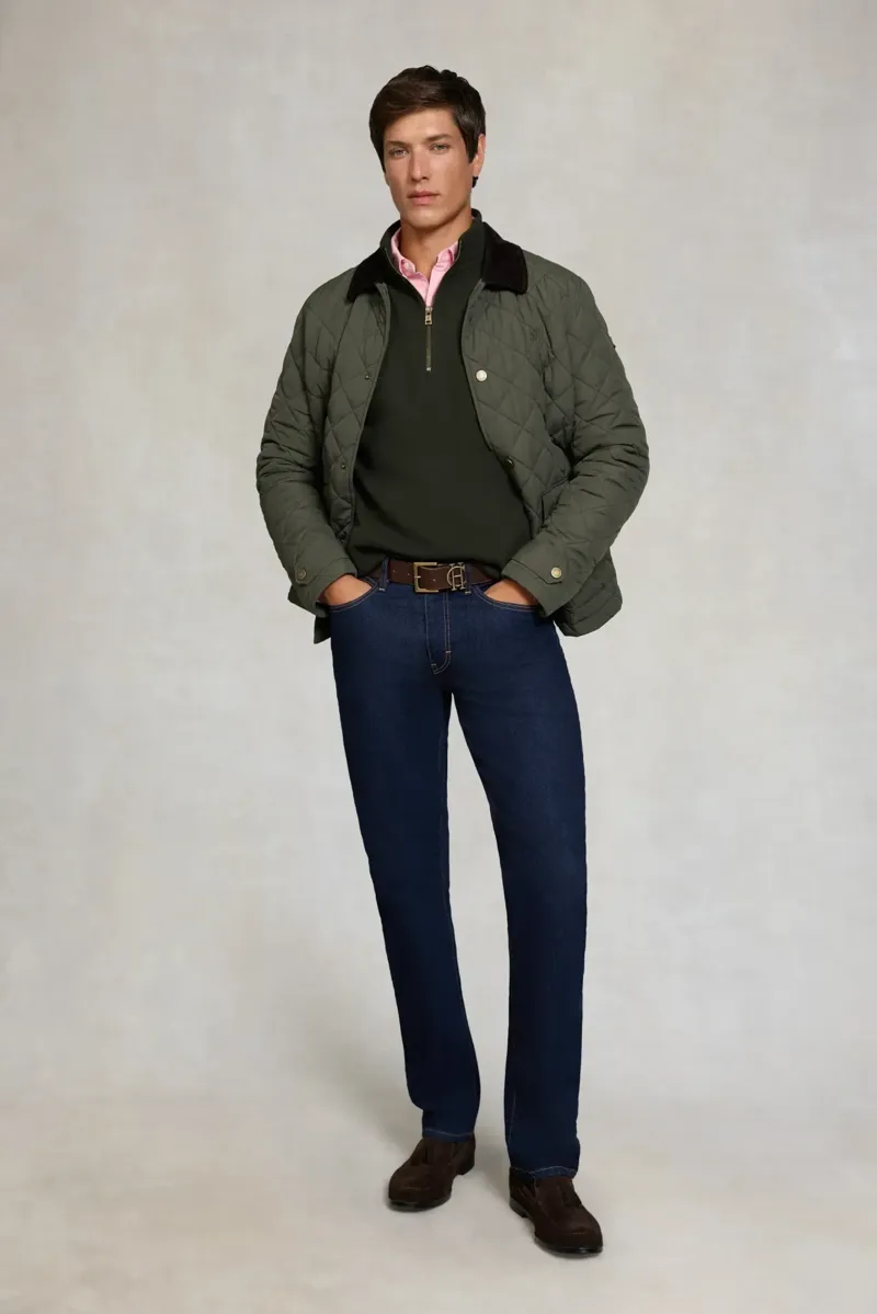 Holland Cooper Men's Quarter Zip Sweat in Racing Green-3