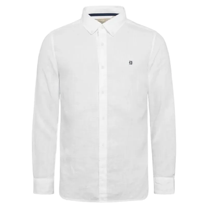 Holland Cooper Men's Regular Fit Linen Shirt in White