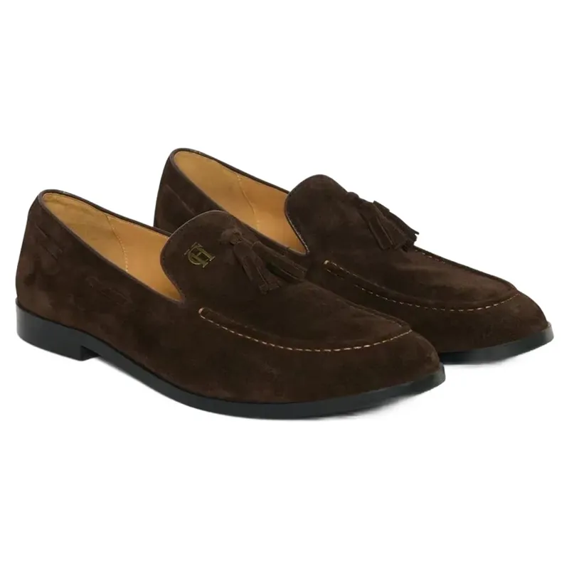 Holland Cooper Men's Suede Tassel Loafer in Chocolate
