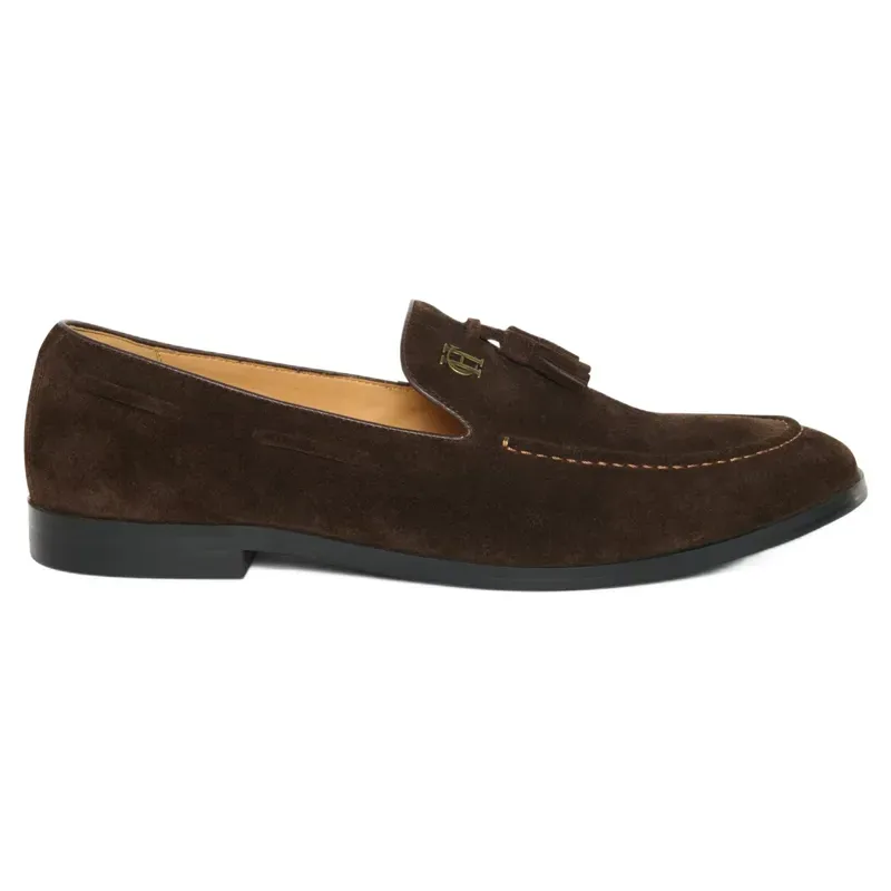 Holland Cooper Men's Suede Tassel Loafer in Chocolate-1