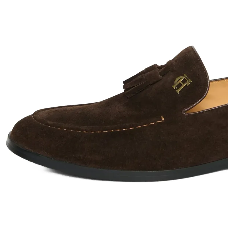 Holland Cooper Men's Suede Tassel Loafer in Chocolate-3