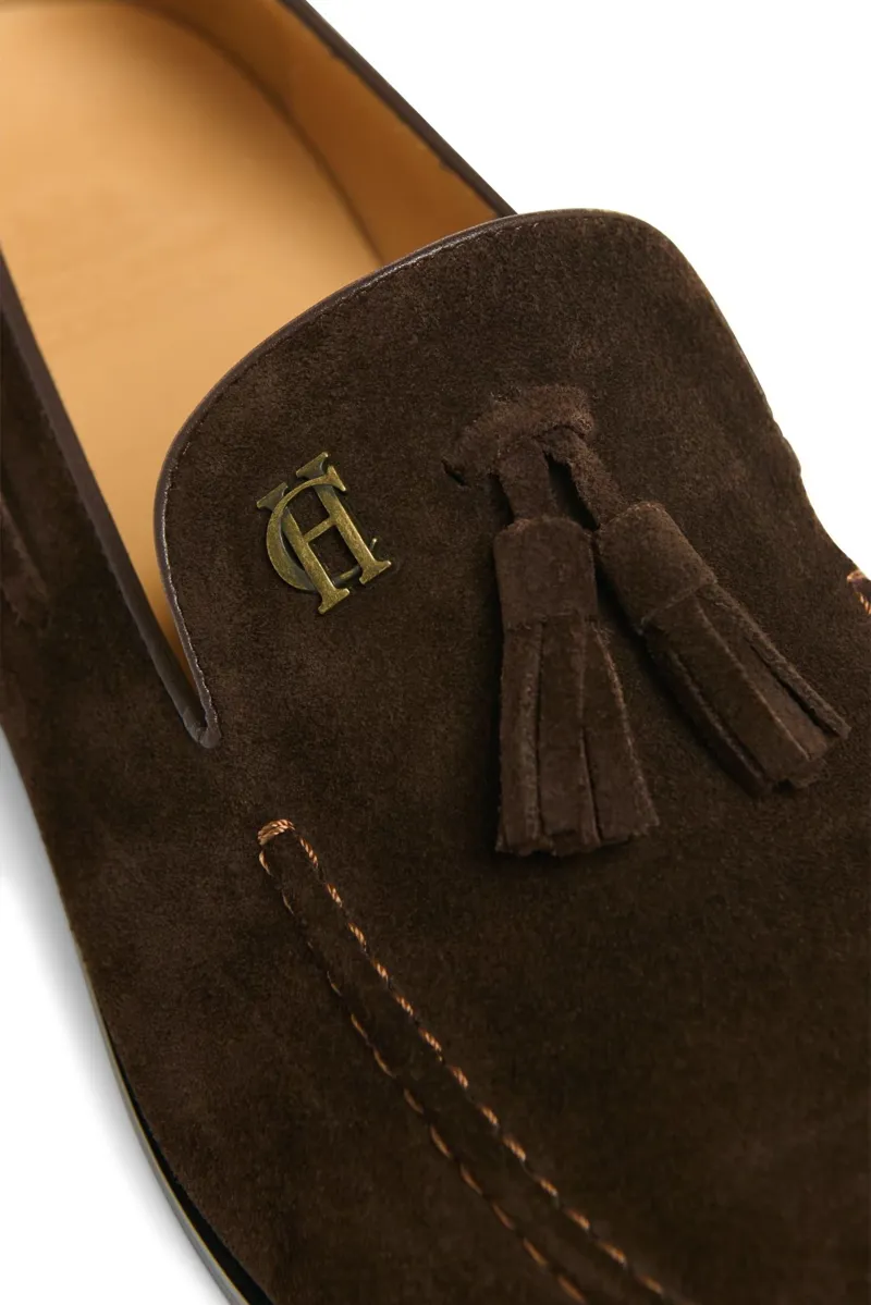 Holland Cooper Men's Suede Tassel Loafer in Chocolate-4