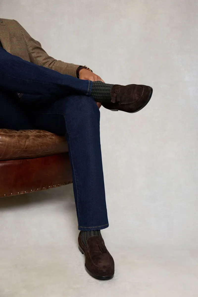 Holland Cooper Men's Suede Tassel Loafer in Chocolate-6