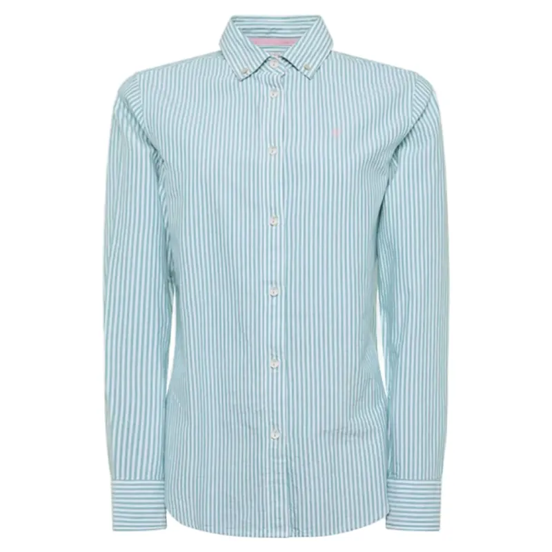 Holland Cooper Oxford Shirt Light Teal Stripe
