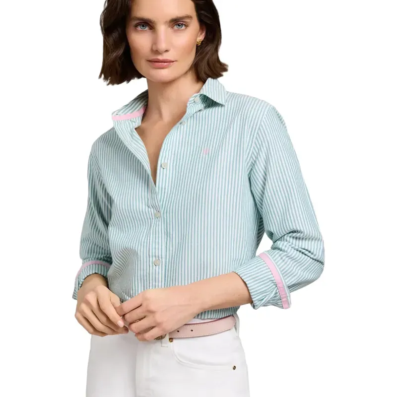 Holland Cooper Oxford Shirt Light Teal Stripe-1