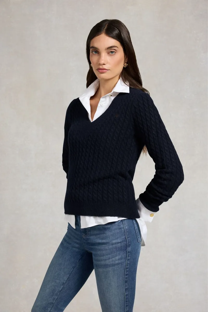 Holland Cooper Polly Knit Jumper in Ink Navy-2