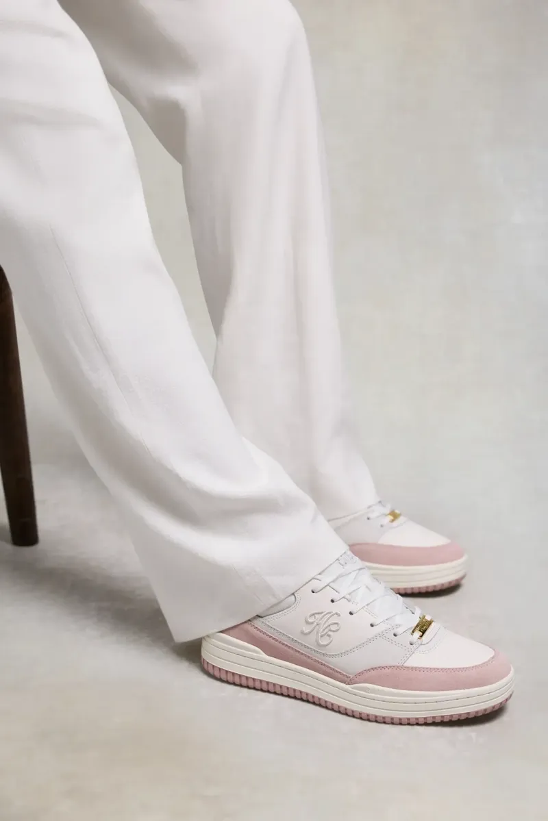 Holland Cooper Retro Trainer Off White Blush Pink-6