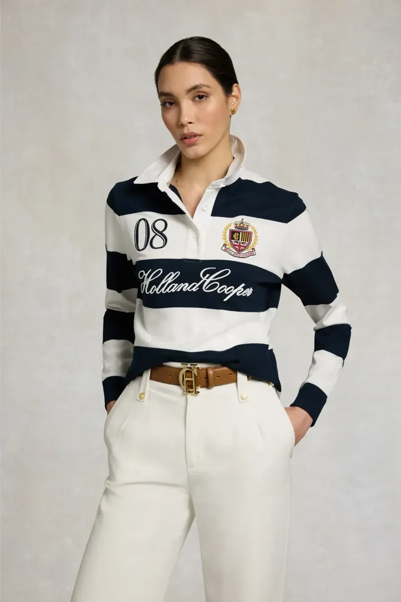 Holland Cooper Rugby Shirt in Navy Ecru-1
