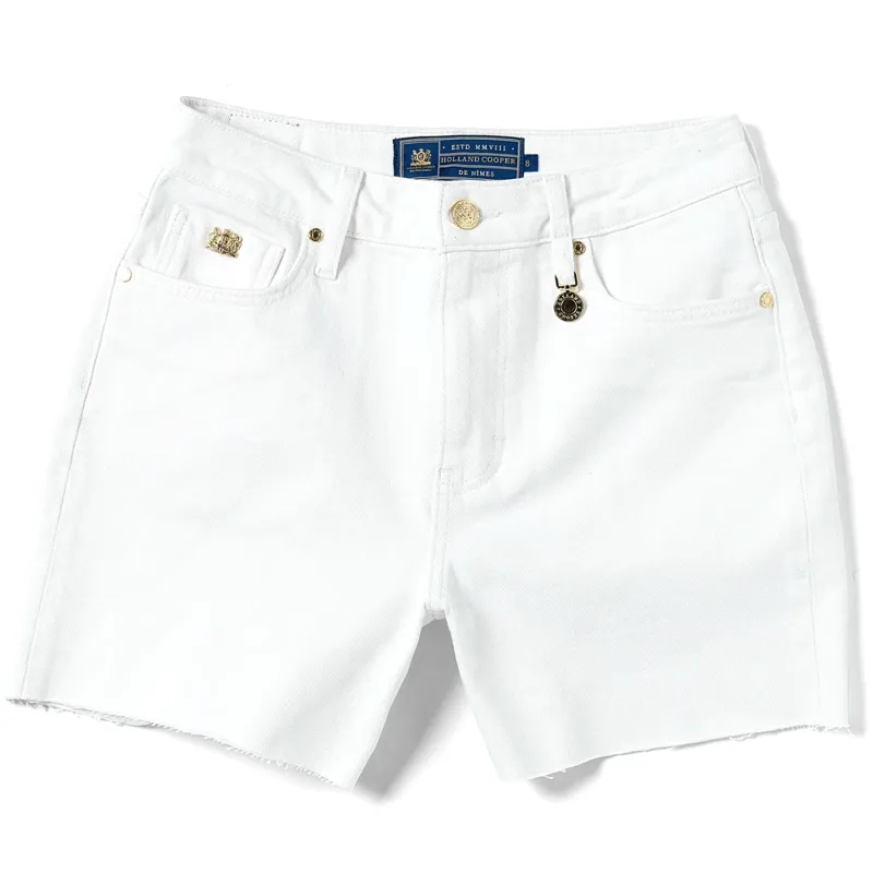 Holland Cooper High Rise Denim Shorts Optic White