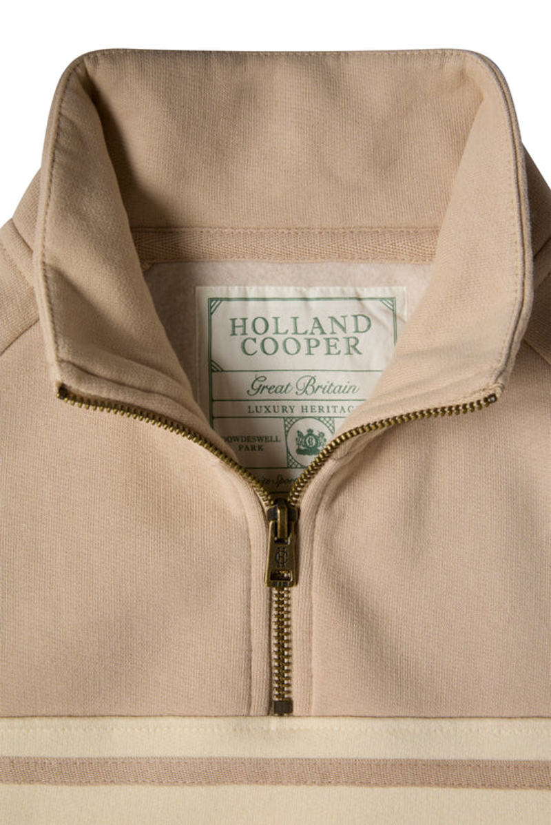 Holland Cooper Signature Quarter Zip Sweat in Stone-6