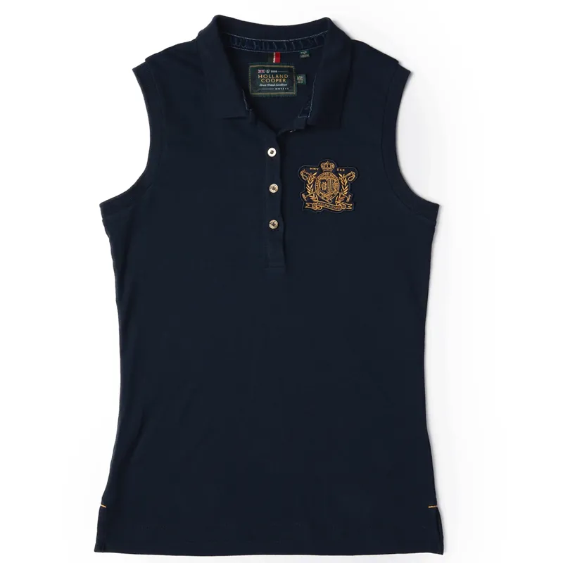 Holland Cooper Sleeveless Polo Shirt Navy