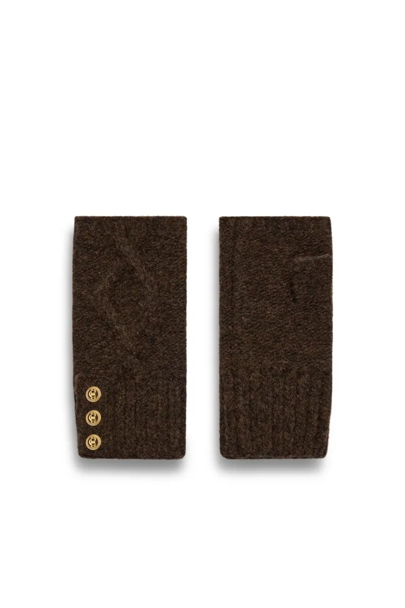 Holland Cooper Sloane Fingerless Gloves in Chocolate