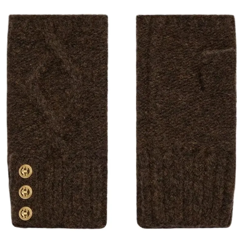 Holland Cooper Sloane Fingerless Gloves in Chocolate