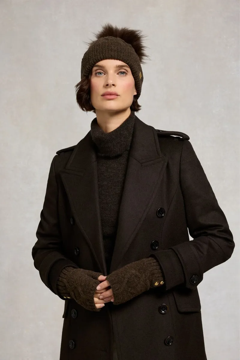 Holland Cooper Sloane Fingerless Gloves in Chocolate-3