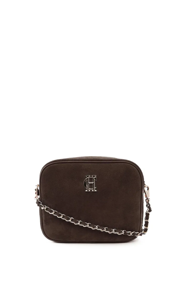 Holland Cooper Soho Camera Bag in Chocolate Suede