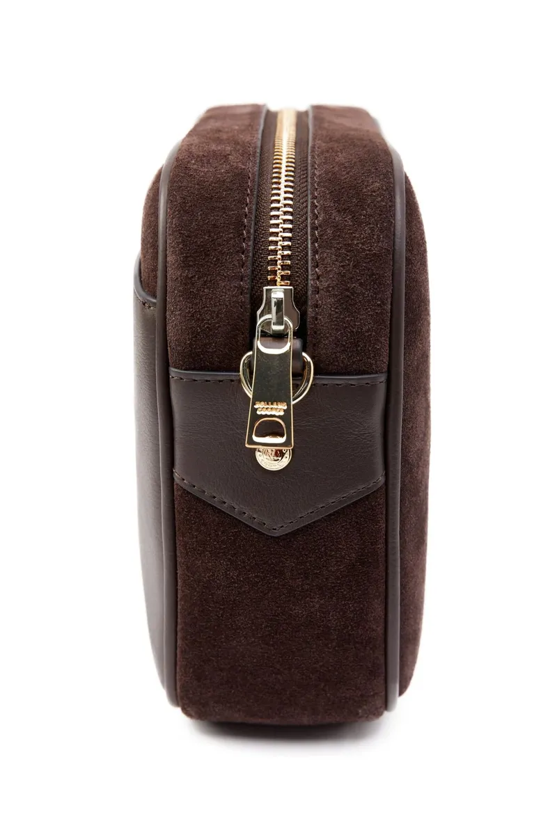 Holland Cooper Soho Camera Bag in Chocolate Suede-2