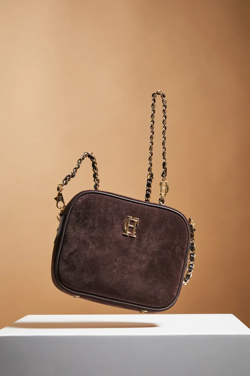 Holland Cooper Soho Camera Bag in Chocolate Suede-4