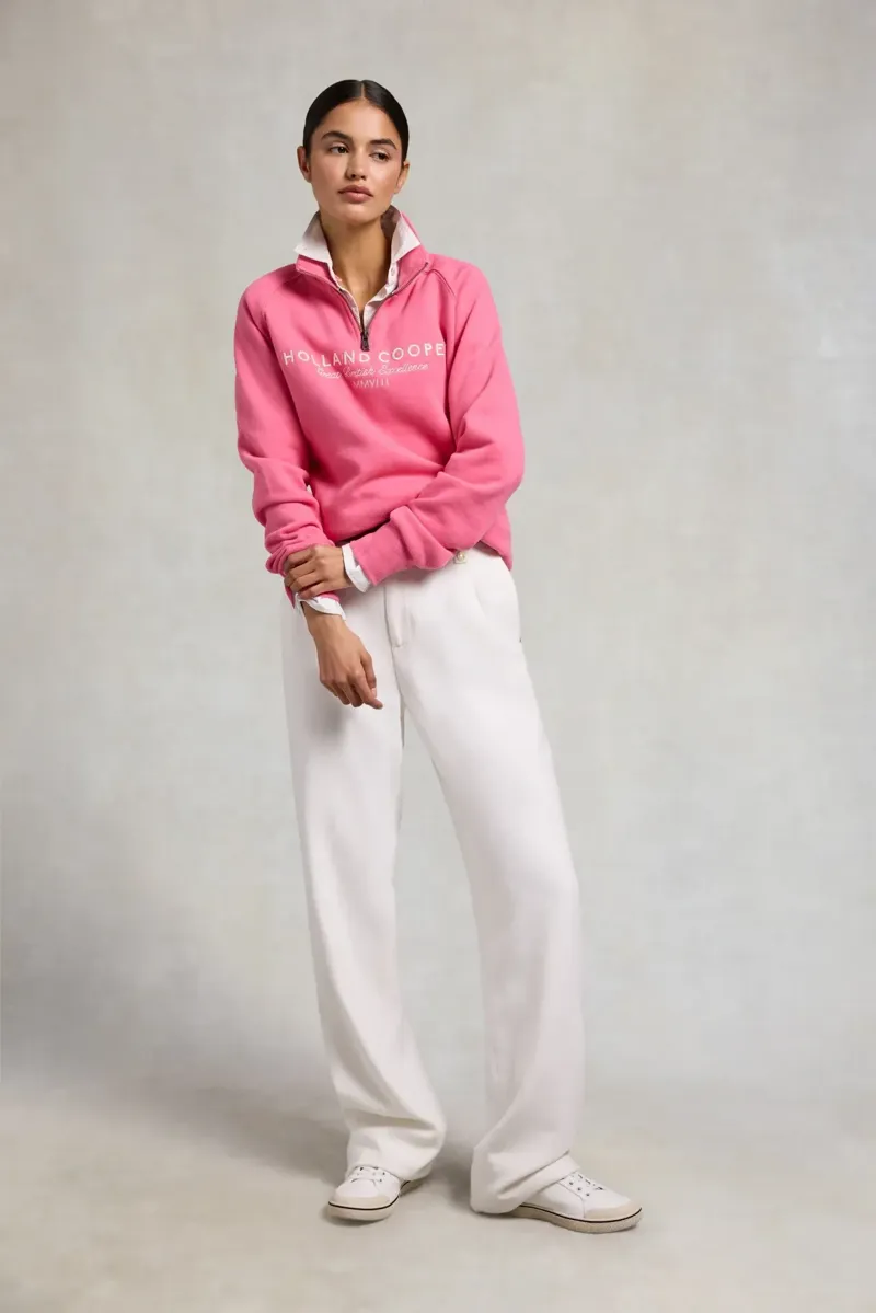 Holland Cooper Sporting Goods Zip Henley in Peony Pink-2