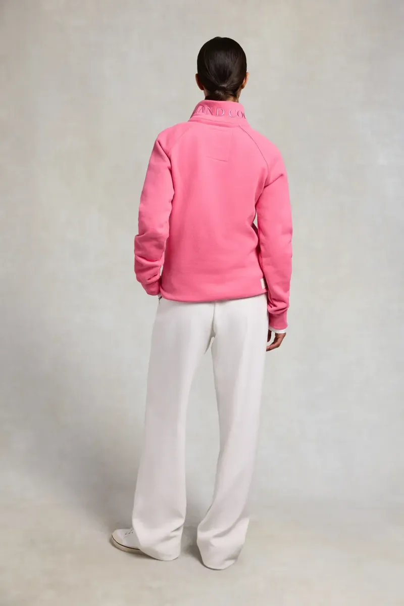 Holland Cooper Sporting Goods Zip Henley in Peony Pink-4