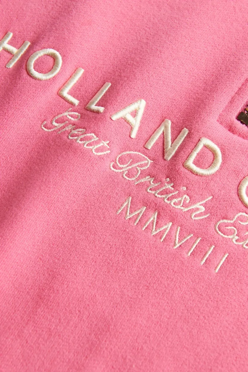 Holland Cooper Sporting Goods Zip Henley in Peony Pink-8