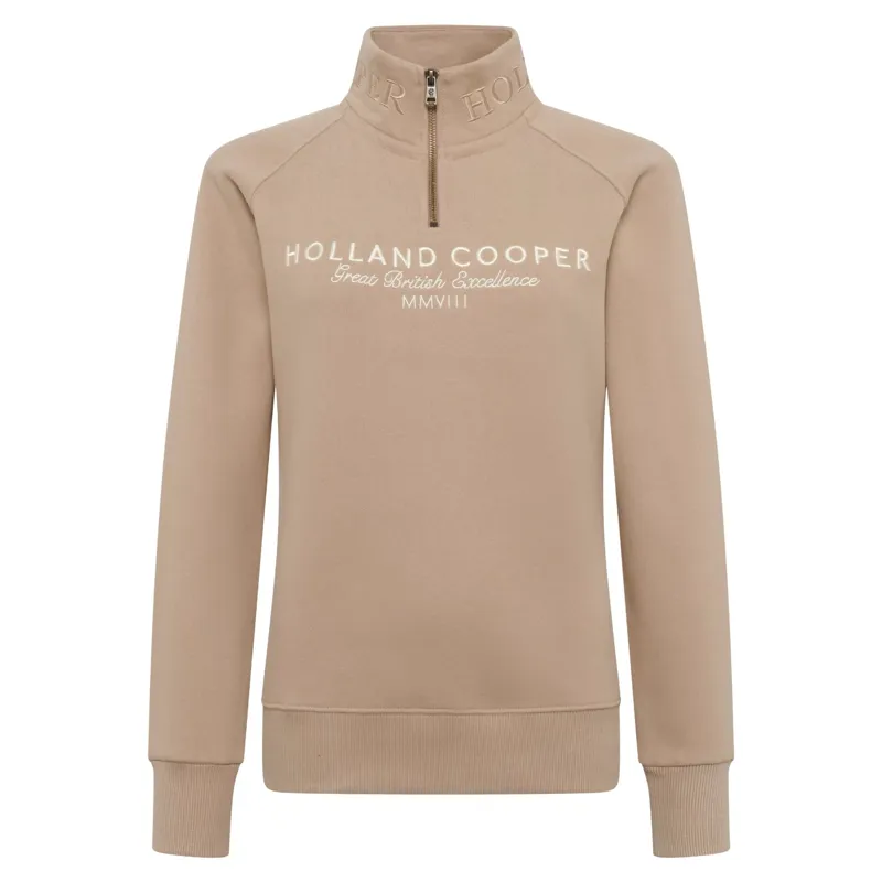 Holland Cooper Sporting Goods Zip Henley in Taupe