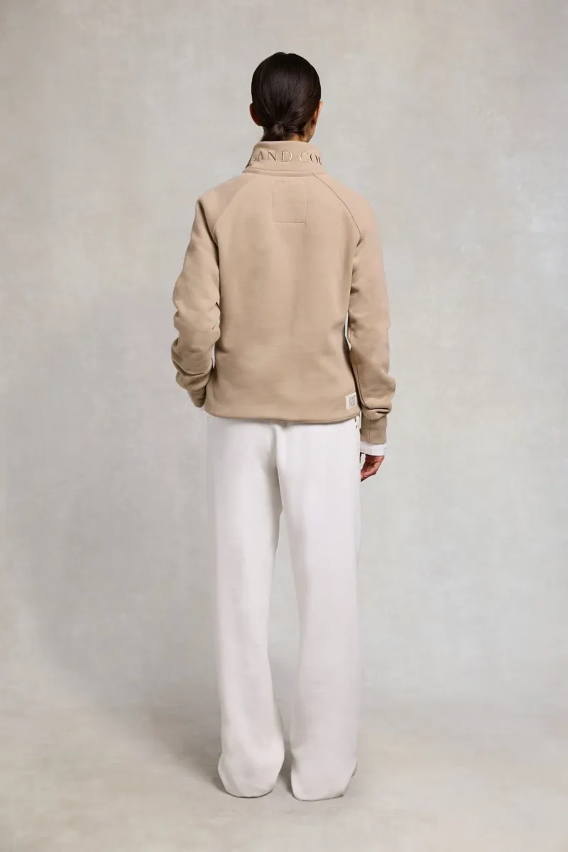 Holland Cooper Sporting Goods Zip Henley in Taupe-3