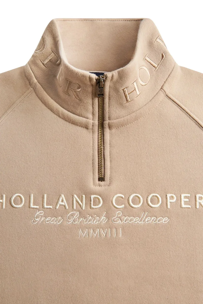 Holland Cooper Sporting Goods Zip Henley in Taupe-5